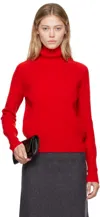 Victoria Beckham Turtleneck Raglan Long-sleeve Sweater In Red