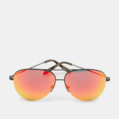 Victoria Beckham Red/black Tone Mirrored Vbs90 Aviator Sunglasses