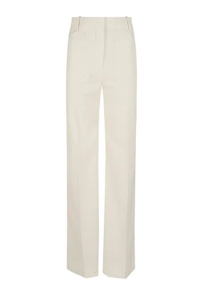Victoria Beckham Refined White Wool Blend Tailored Trousers In Neutral