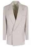 Victoria Beckham Pumice-coloured Double-breasted Jacket In Gray