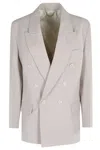 Victoria Beckham Pumice-coloured Double-breasted Jacket In White