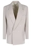 Victoria Beckham Double-breasted Jacket With Notched Lapels And Flap Pockets In Neutral
