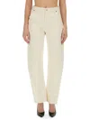 Victoria Beckham Classic Five Pocket Jeans With Button Closure In Powder