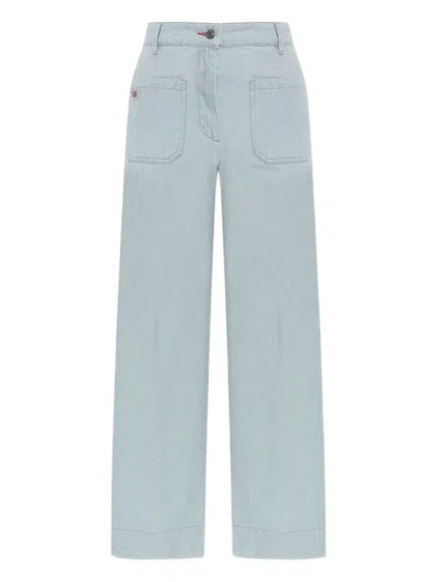 Victoria Beckham Relaxed High-waisted Wide-leg Jeans In Light Blue