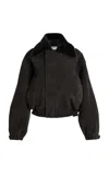Victoria Beckham Relaxed Leather Bomber Jacket In Black