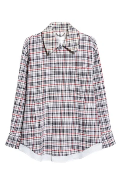 Victoria Beckham Relaxed Plaid Cotton & Virgin Wool Cocoon Shacket In Multi