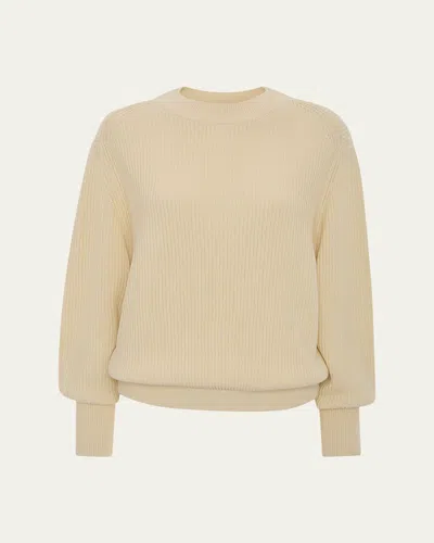 Victoria Beckham Relaxed Rib Knit Crewneck Sweater In Neutral