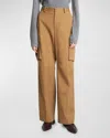 Victoria Beckham Cotton Wide-leg Cargo Pants In Tobacco
