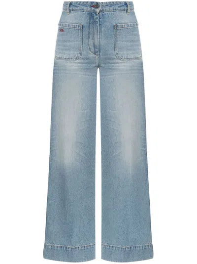 Victoria Beckham Relaxed Wide-leg Light Blue Denim Jeans