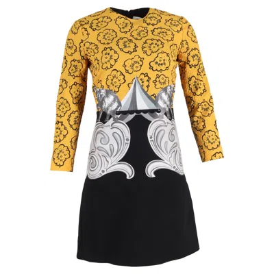 Victoria Beckham Resort 2016 Printed Mini Dress In Yellow Polyester