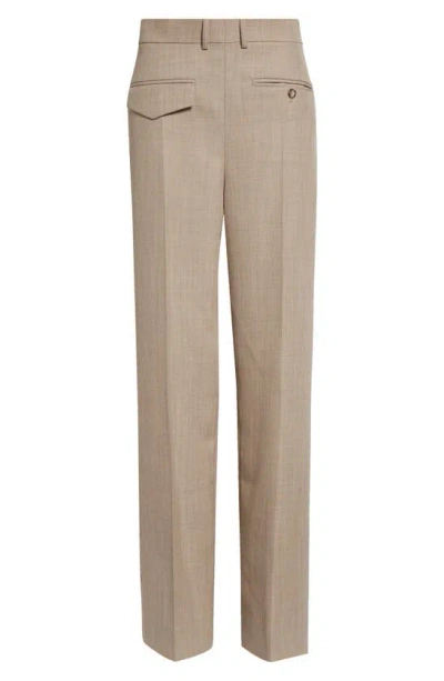 Victoria Beckham Virgin Wool Straight Pants In Sesame