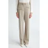 Shop Victoria Beckham Reverse Front Virgin Wool Pants In Sesame