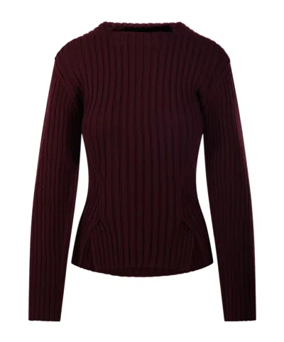 Victoria Beckham Rib Jumper Sweater In Burgundy