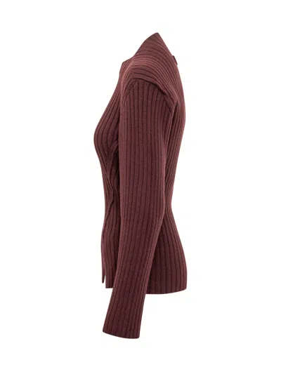 Victoria Beckham Rib Knit Jumpsuit In Acai