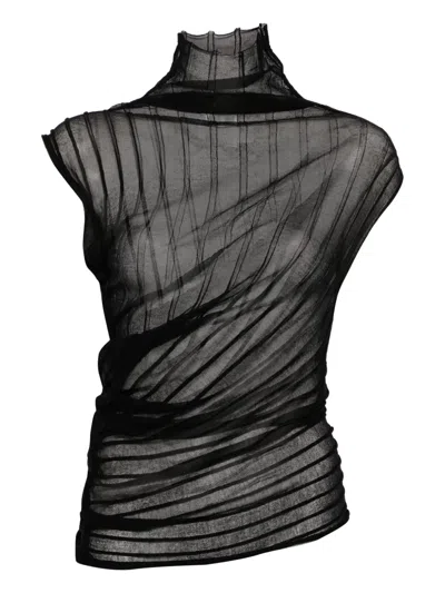 Victoria Beckham Rib Lightweight Knit Top In Black