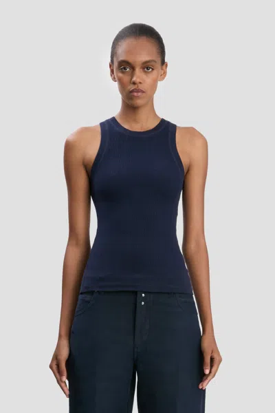 Victoria Beckham Rib Tank In Navy In Blue