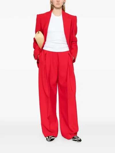 Victoria Beckham Rib Tank Top In White In Red