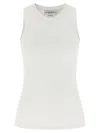 Victoria Beckham Sleeveless Rib Knit Tank Top Embroidered In White