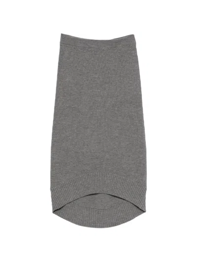 Victoria Beckham Ribbed Asymmetric Skirt In Gray