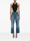 Victoria Beckham Ribbed Bodysuit In Black