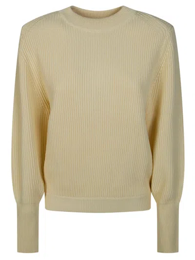 Victoria Beckham Ribbed Knit Crew Neck Sweater In Neutral