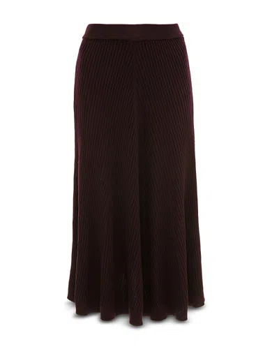 Victoria Beckham Ribbed Knit Midi Skirt In Burgundy