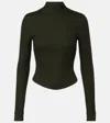 Victoria Beckham Ribbed-knit Wool Turtleneck Sweater In Green