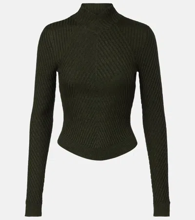 Victoria Beckham Ribbed-knit Wool Turtleneck Sweater In Green
