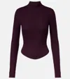 Victoria Beckham Ribbed Merino Wool Top In Purple