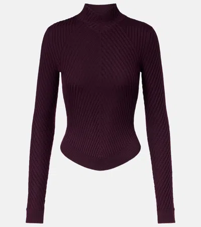 VICTORIA BECKHAM RIBBED-KNIT WOOL TURTLENECK TOP