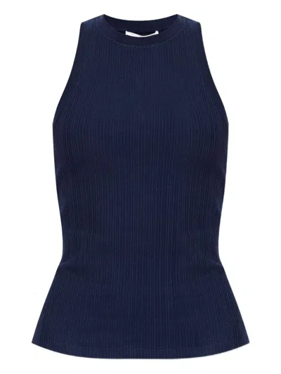Victoria Beckham Ribbed Marine Tank Top In Blue