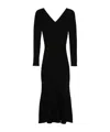 Victoria Beckham Ribbed Midi Dress In Black
