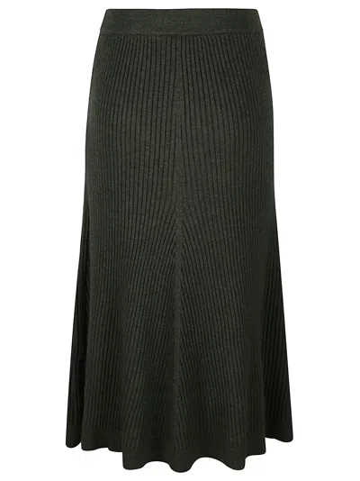 Victoria Beckham Ribbed Midi Skirt In Gray