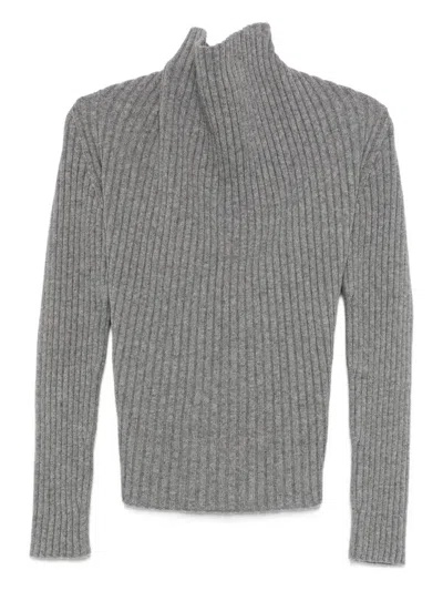 Victoria Beckham Ribbed Roll-neck Sweater In Gray