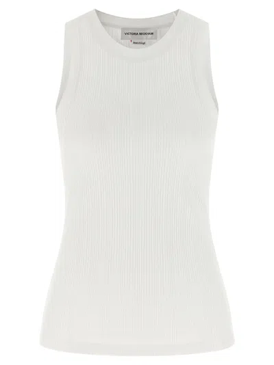 Victoria Beckham Ribbed Stretch Cotton Tank Top In Red
