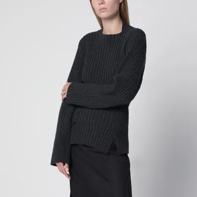 Victoria Beckham Ribbed Sweater In Burgundy Wool And Cashmere In Black