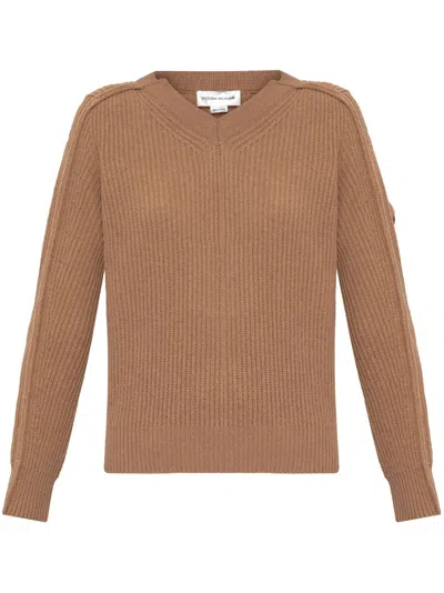 Victoria Beckham Ribbed Sweater In Neutrals