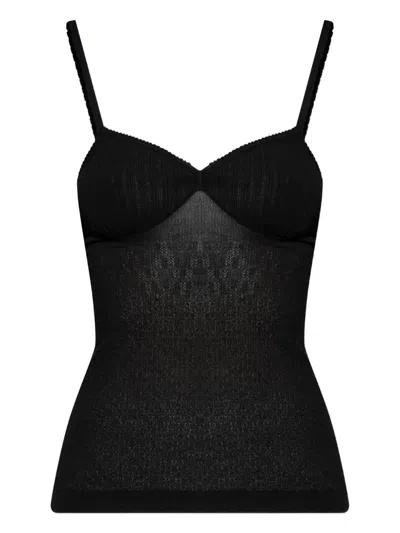 Victoria Beckham Ribbed Tank Top In Black
