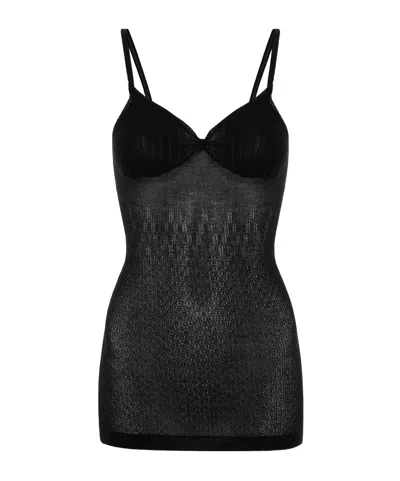 Victoria Beckham Ribbed Tank Top In Black