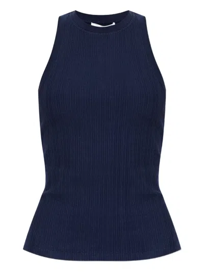 Victoria Beckham Ribbed Top In Blue
