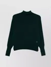 Victoria Beckham Ribbed Turtle-neck Wool Jumper With Long Sleeves In Green