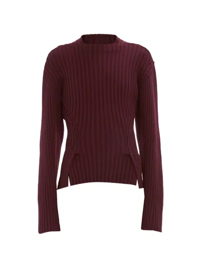 Victoria Beckham Ribbed-knit Wool And Cashmere Sweater In Burgundy