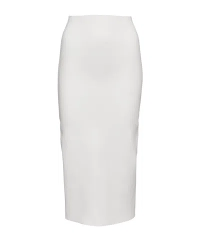 Victoria Beckham Ribbed-knit High-rise Midi Skirt In White