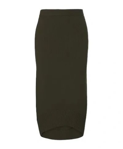 Victoria Beckham Ribbed-knit Wool Midi Skirt In Black