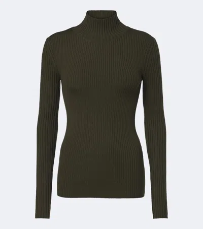 Victoria Beckham Ribbed-knit Wool-blend Sweater In Green