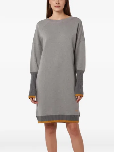 Pre-owned Victoria Beckham Ribbed-trim Sweatshirt Midi Dress In Grey