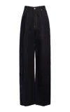 Victoria Beckham Rigid High Rise Straight Leg Jeans In Dark Wash