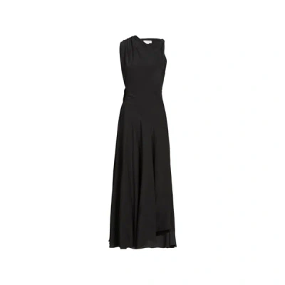 Victoria Beckham Robe Longue Drapée En Soie In Black