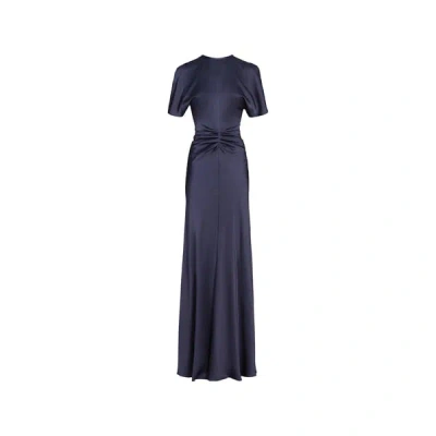 Victoria Beckham Robe Longue En Crêpe In Blue