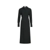Victoria Beckham Women Black Long Sleeve Polo Collar Midi Dress, Xs Luxury Dresses For Women Darveys In Black